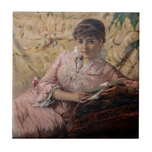 Albert Edelfelt _ The Reading Parisienne Ceramic Tile