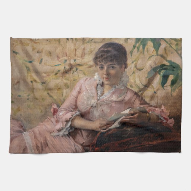 Albert Edelfelt - The Reading Parisienne Kitchen Towel (Horizontal)