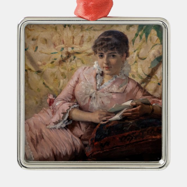 Albert Edelfelt - The Reading Parisienne Metal Ornament (Front)