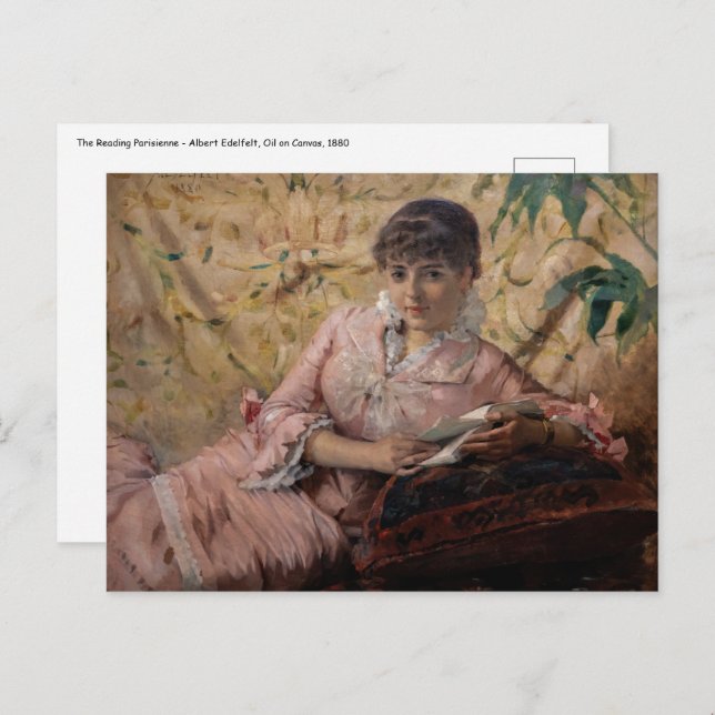 Albert Edelfelt - The Reading Parisienne Postcard (Front/Back)