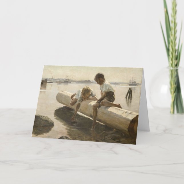 Albert Edelfelt - Two Boys on a Log Card (Front)