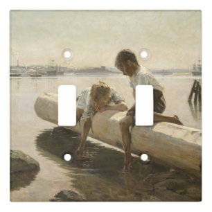 Albert Edelfelt - Two Boys on a Log Light Switch Cover