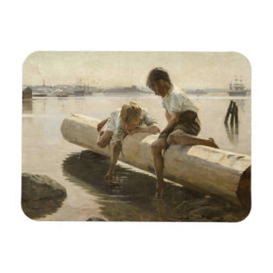 Albert Edelfelt - Two Boys on a Log Magnet
