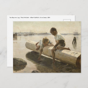 Albert Edelfelt - Two Boys on a Log Postcard