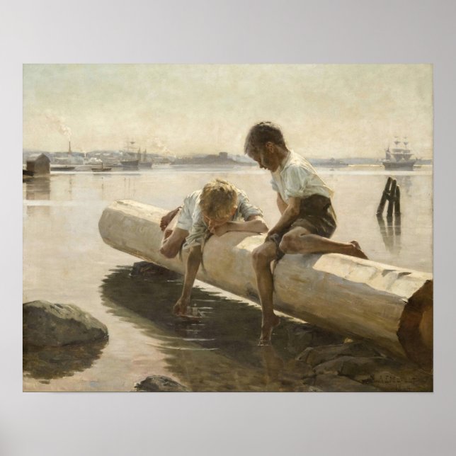 Albert Edelfelt - Two Boys on a Log Poster (Front)