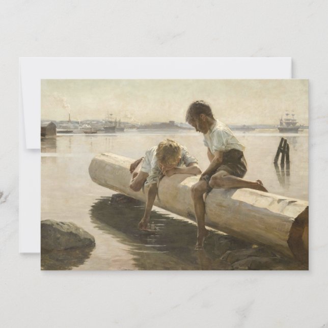 Albert Edelfelt - Two Boys on a Log Thank You Card (Front)