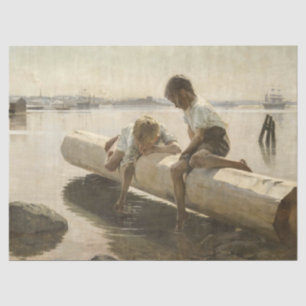 Albert Edelfelt - Two Boys on a Log Tissue Paper
