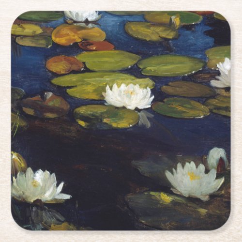 Albert Edelfelt _ Water Lilies Study Square Paper Coaster