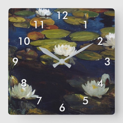 Albert Edelfelt _ Water Lilies Study Square Wall Clock