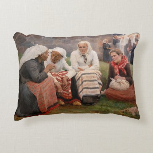 Albert Edelfelt _ Women Outside the Church Accent Pillow