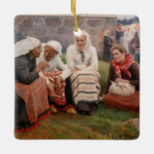 Albert Edelfelt - Women Outside the Church Ceramic Ornament
