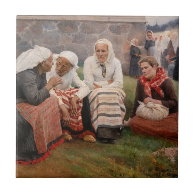 Albert Edelfelt - Women Outside the Church Ceramic Tile (Front)