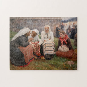 Albert Edelfelt - Women Outside the Church Jigsaw Puzzle