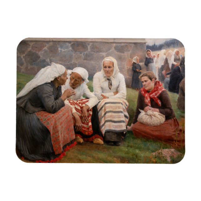 Albert Edelfelt - Women Outside the Church Magnet (Horizontal)