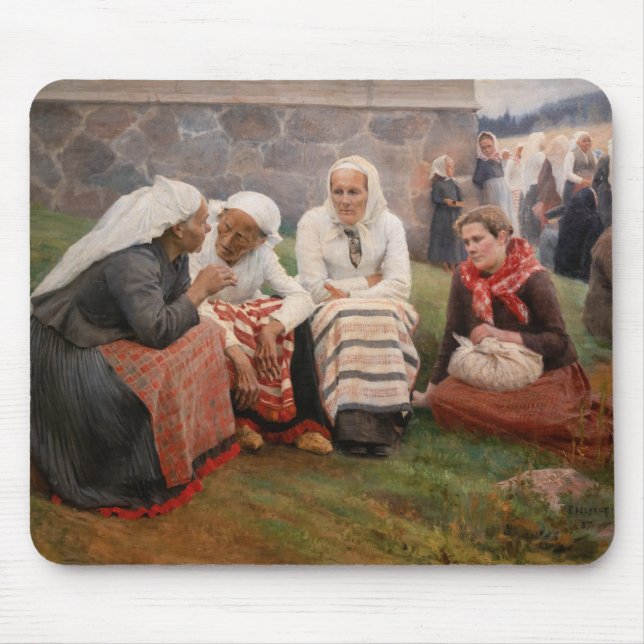 Albert Edelfelt - Women Outside the Church Mouse Pad (Front)