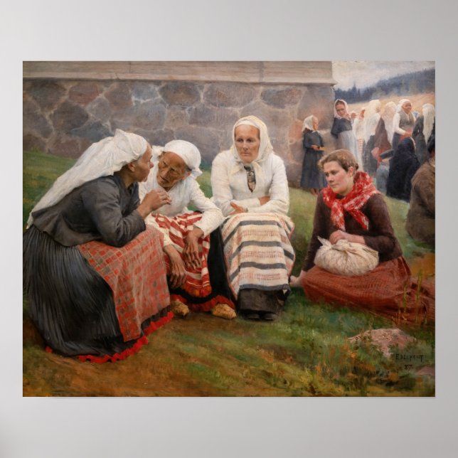 Albert Edelfelt - Women Outside the Church Poster (Front)