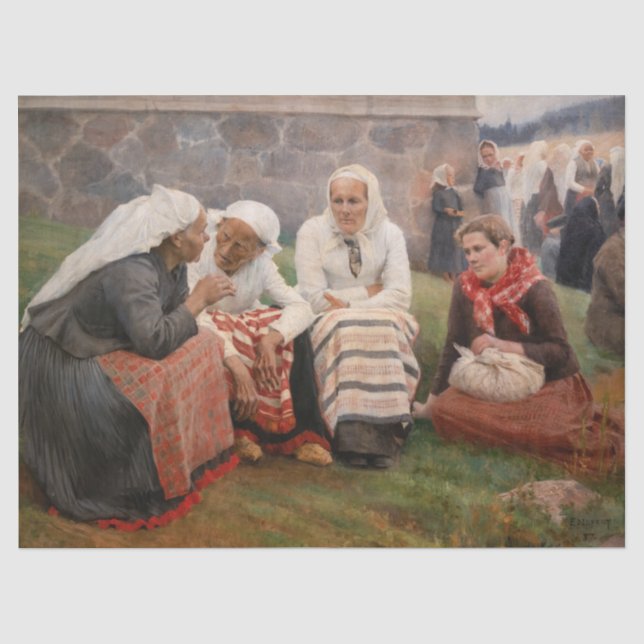 Albert Edelfelt - Women Outside the Church Tissue Paper (Front)