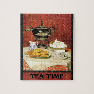 Albert Samuel Anker ~ Tea Time Postcard Jigsaw Puzzle