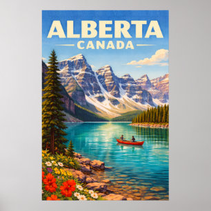 Alberta Canada Canadian Rockies Vintage Travel Poster