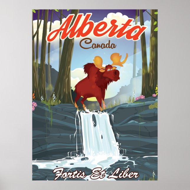 Alberta Canada cartoon travel poster (Front)
