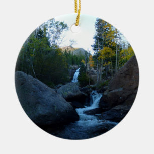 Alberta Falls at Sunrise at Rocky Mountains Ceramic Ornament