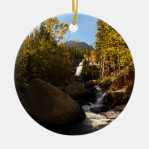 Alberta Falls in Autumn at Rocky Mountains Ceramic Ornament