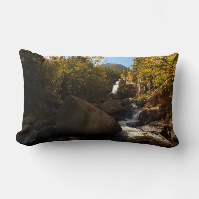 Alberta Falls in Autumn at Rocky Mountains Lumbar Pillow (Front)