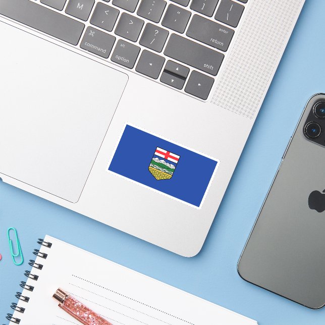 Alberta Flag Graphic Sticker (Laptop w/ iPhone)