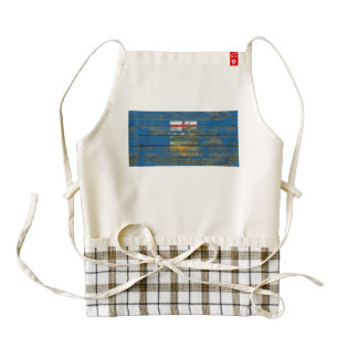 Alberta Flag on Rough Wood Boards Effect Zazzle HEART Apron