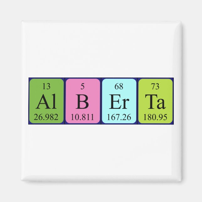 Alberta periodic table name magnet (Front)