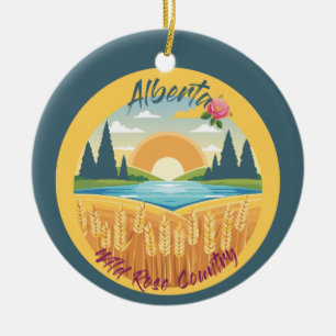 Alberta: Wild Rose Country Ceramic Ornament