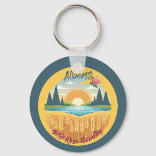 Alberta: Wild Rose Country Keychain