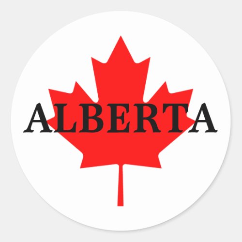 Alberta with Maple Leaf Classic Round Sticker