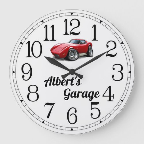 Alberts Corvette Garage Large Clock