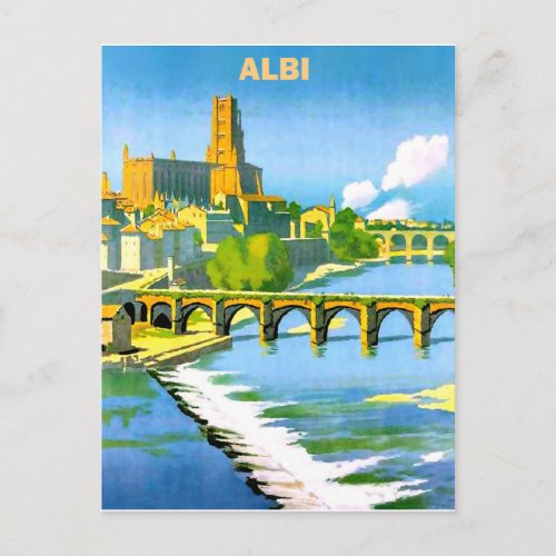 Albi France Bridge over Tarn river Vintage Postcard