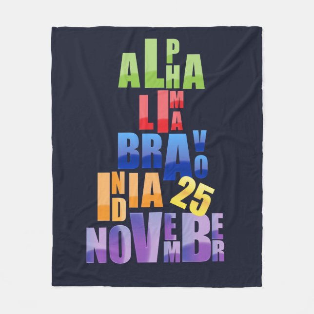 Albin 25 Phonetic Alphabet Fleece Blanket (Front)