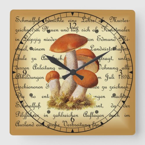 Albin Schmalfu  Espenrotkappe1 Mushrooms Square Wall Clock