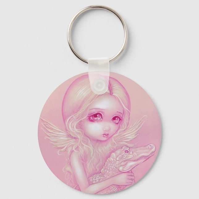 "Albino Alligator Angel" Keychain (Front)