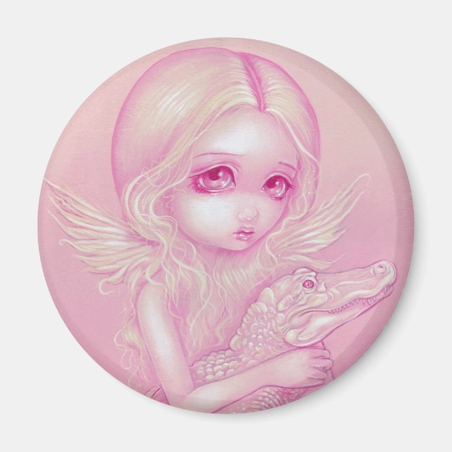 "Albino Alligator Angel" Magnet (Front)
