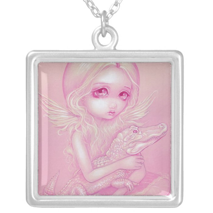 Albino Alligator Angel NECKLACE fairy gothic