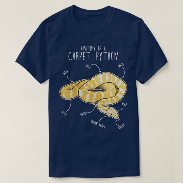 Albino Darwin pet Python Snake Anatomy T-Shirt (Design Front)
