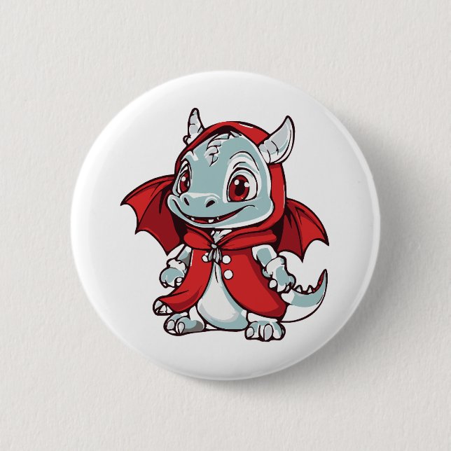 Albino Dragon in Red Button (Front)