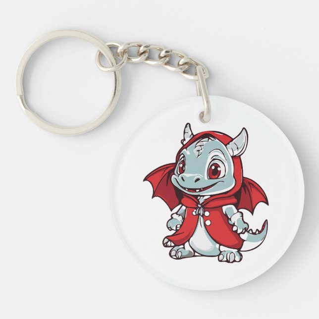 Albino Dragon in Red Keychain (Front)