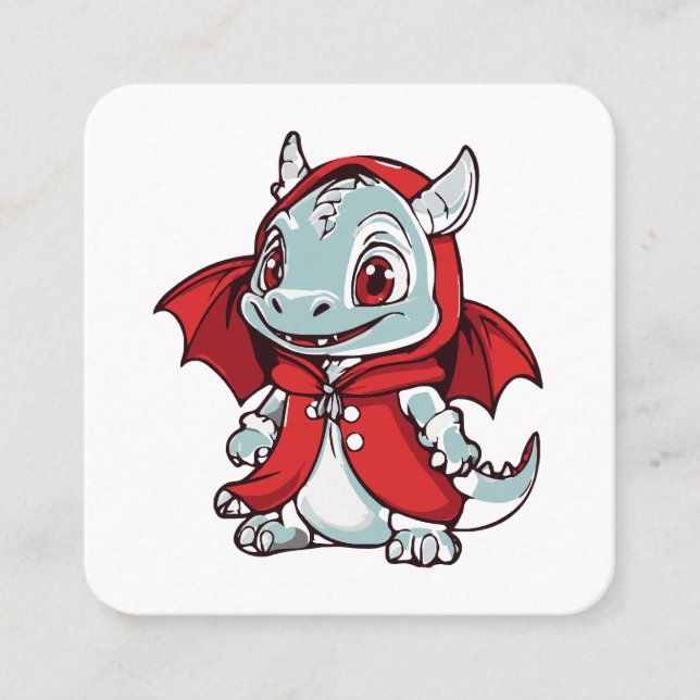 Albino Dragon in Red Square Business Card (Front)