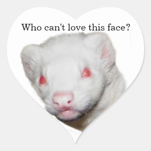 Albino Ferret Picture Heart Sticker