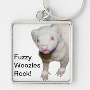 Albino Ferret Picture Keychain
