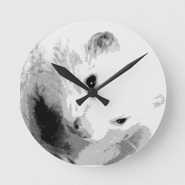 Albino Ferret Picture Round Clock (Front)