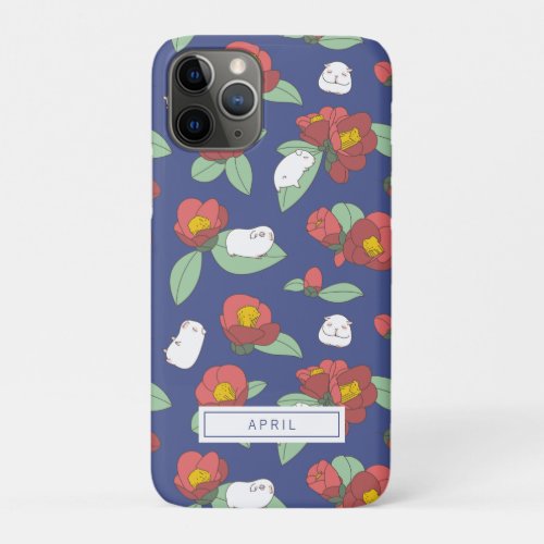 Albino Guinea Pigs with Japanese Camellia Pattern iPhone 11 Pro Case