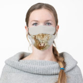 Albino Highland Cow Adult Cloth Face Mask (Worn)