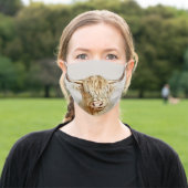 Albino Highland Cow Adult Cloth Face Mask (Outside)